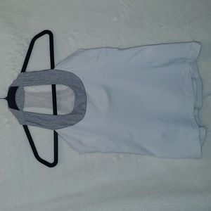 LULULEMON | White With Gray Striped Collar Athletic Tank Top Women's Size 8